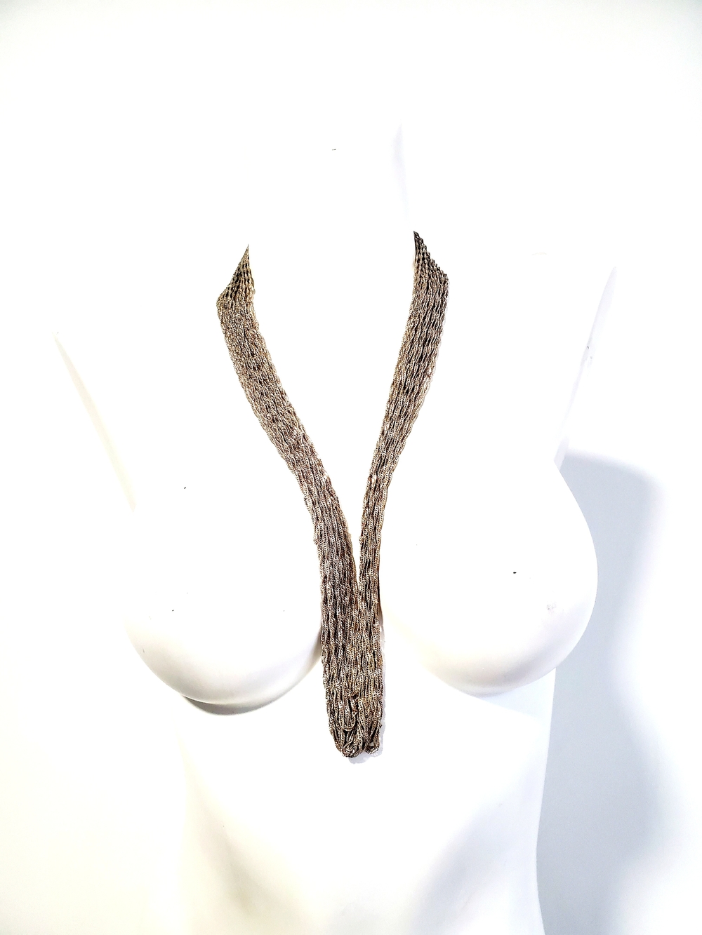Multi-Strand Metallic Silver Necklace